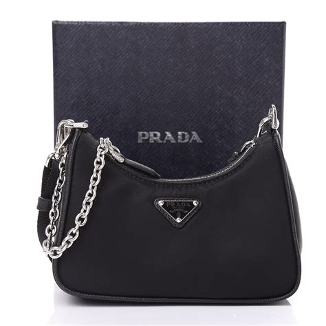 prada tessuto sport nylon re-edition muti hobo bag black|Prada Black Tessuto Re.